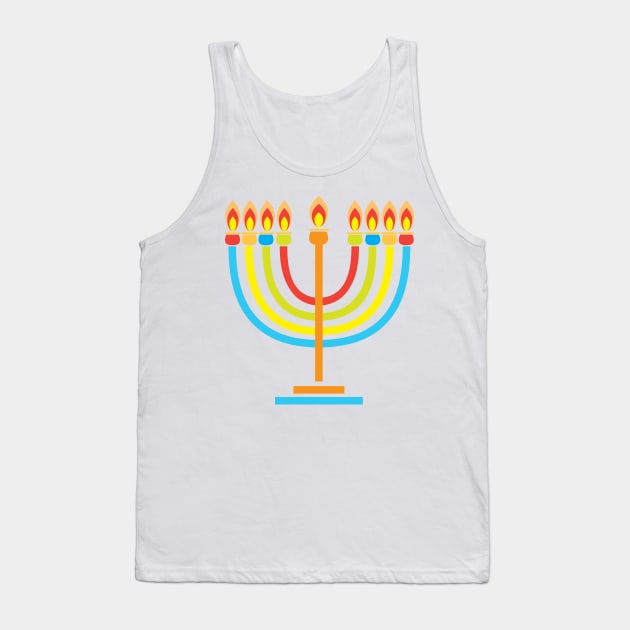 Menorah Jewish Holiday Hanukkah Party Decoration with traditional Chanukah symbol hanukkiah menorah candlestick with candles, star of David Tank Top by sofiartmedia